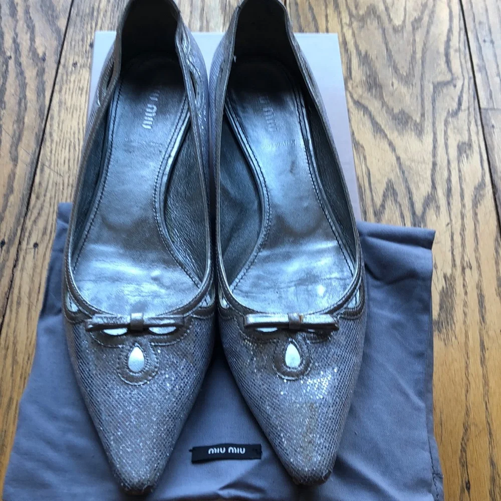 Miu Miu silver glitter flats size 39 or 9